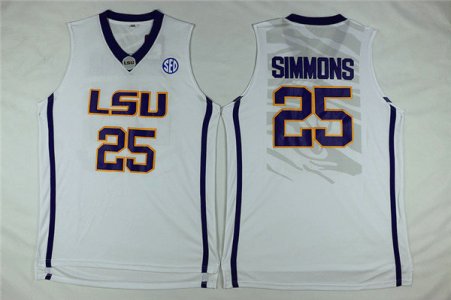 Maillot De Basket NCAA University of Louisiana Ben Simmons 25 Blanc